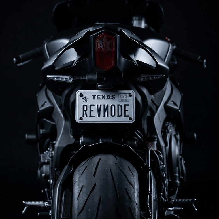 ECLIPSE MOTO Vanish Plate switching a Texas motorcycle plate from clear to fully opaque